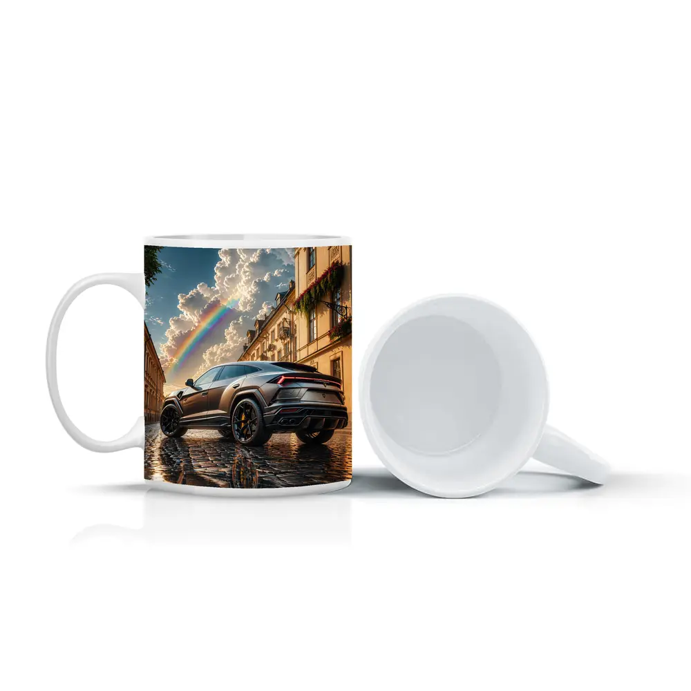 Lamborghini Urus Matte Black Cobblestone Rainbow Sky – Mugs