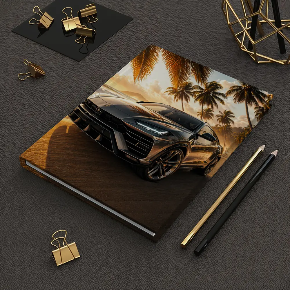 Lamborghini Urus on Tropical Beach Sunset – Notebooks