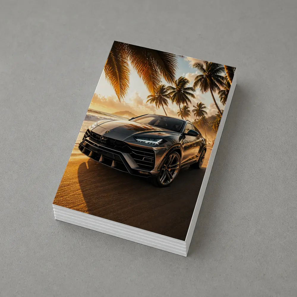 Lamborghini Urus on Tropical Beach Sunset – Postcards