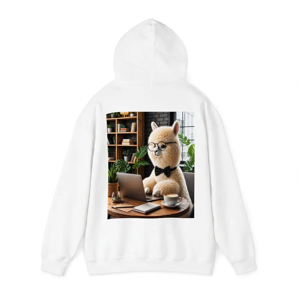 Alpaca Working at Laptop Cozy Cafe – Hoodies