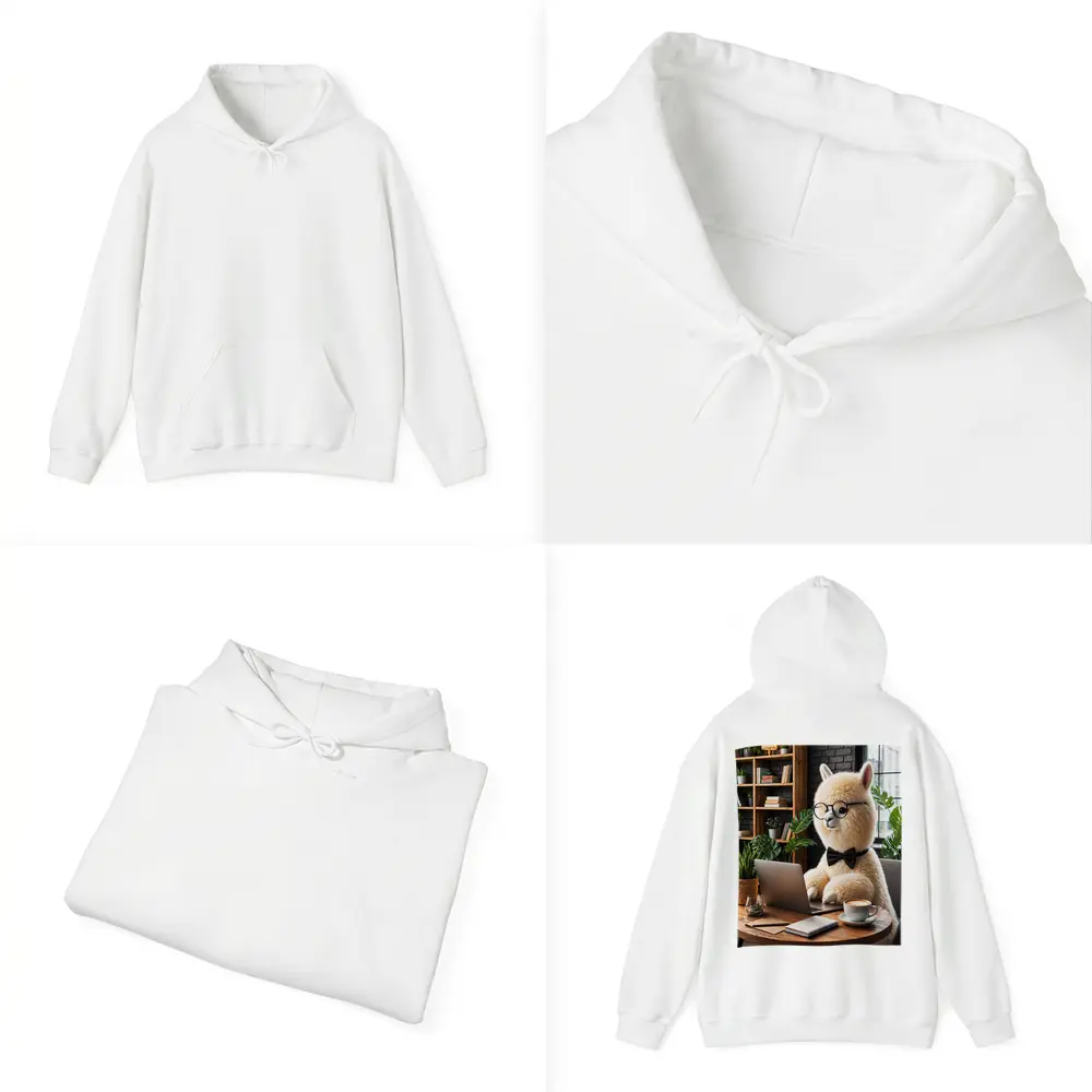 Alpaca Working at Laptop Cozy Cafe – Hoodies