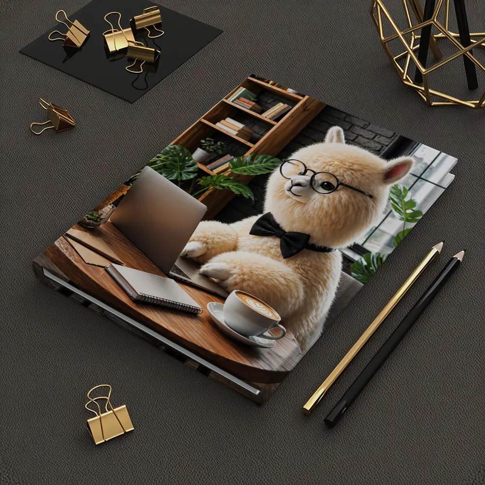 Alpaca Working at Laptop Cozy Cafe – Notebooks