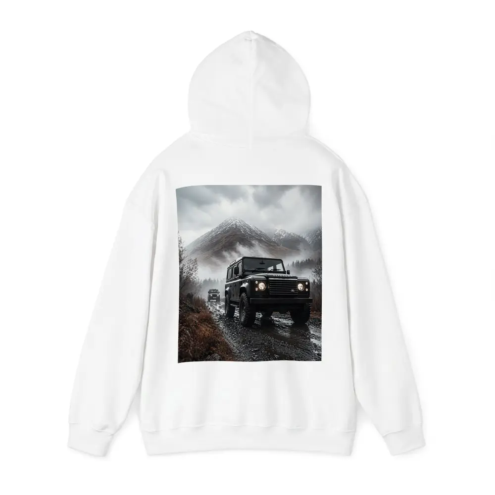 Land Rover Defender on Misty Mountain Trail – Hoodies