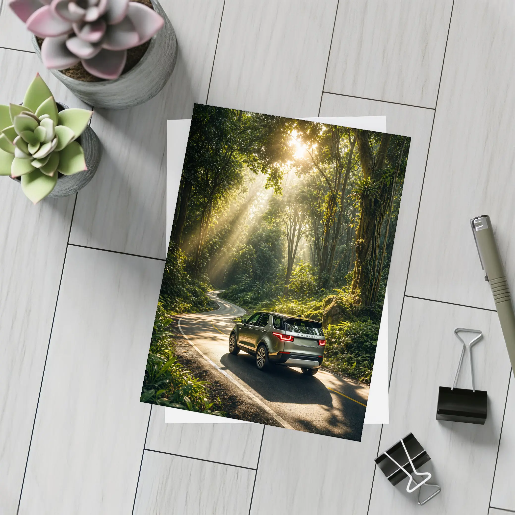 Land Rover Discovery Forest Road Sunlight – Postcards