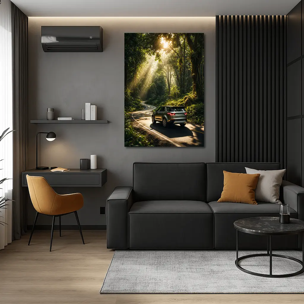 Land Rover Discovery Forest Road Sunlight – Wall Art