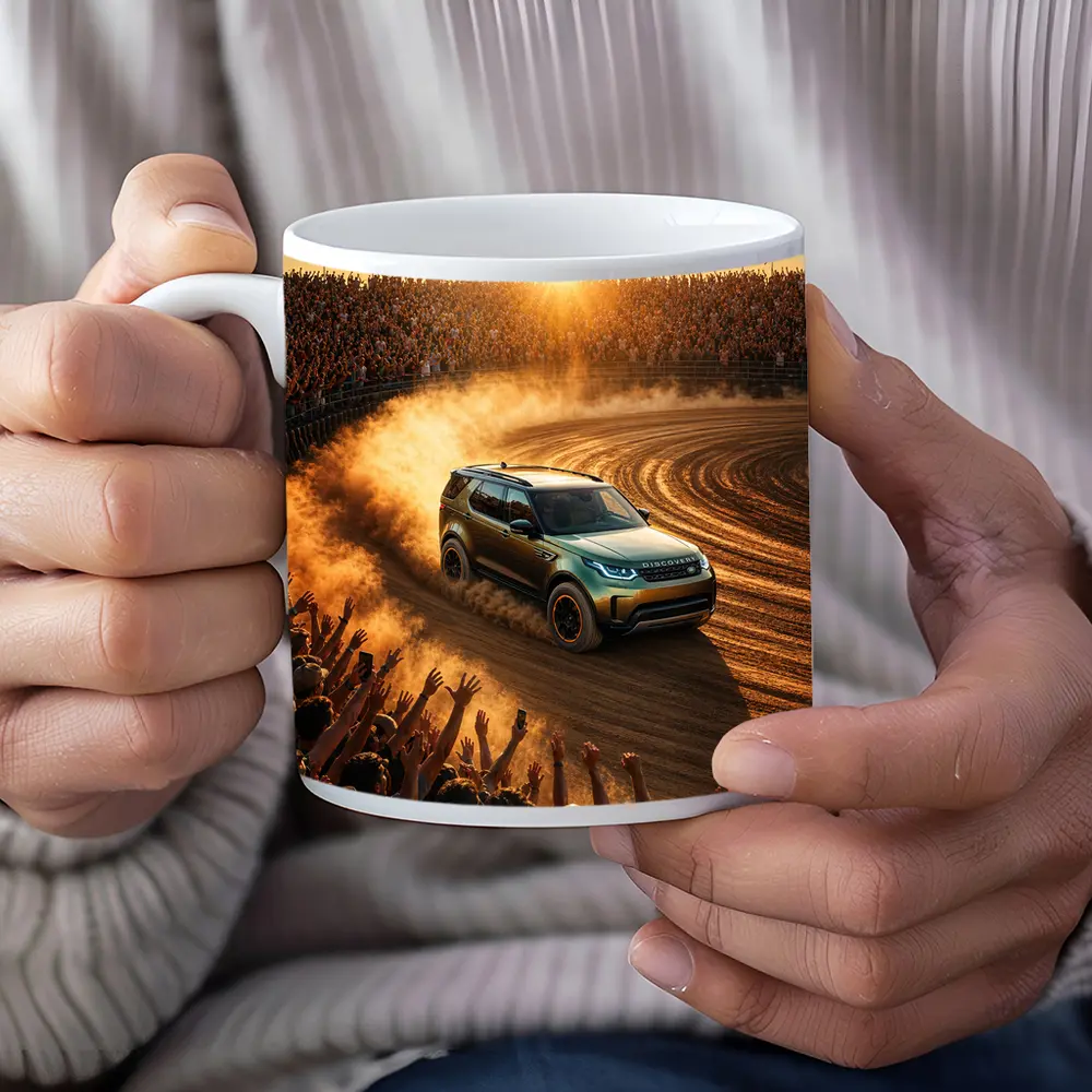 Land Rover Discovery Drifting Dirt Arena Crowd – Mugs