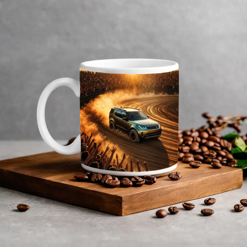 Land Rover Discovery Drifting Dirt Arena Crowd – Mugs
