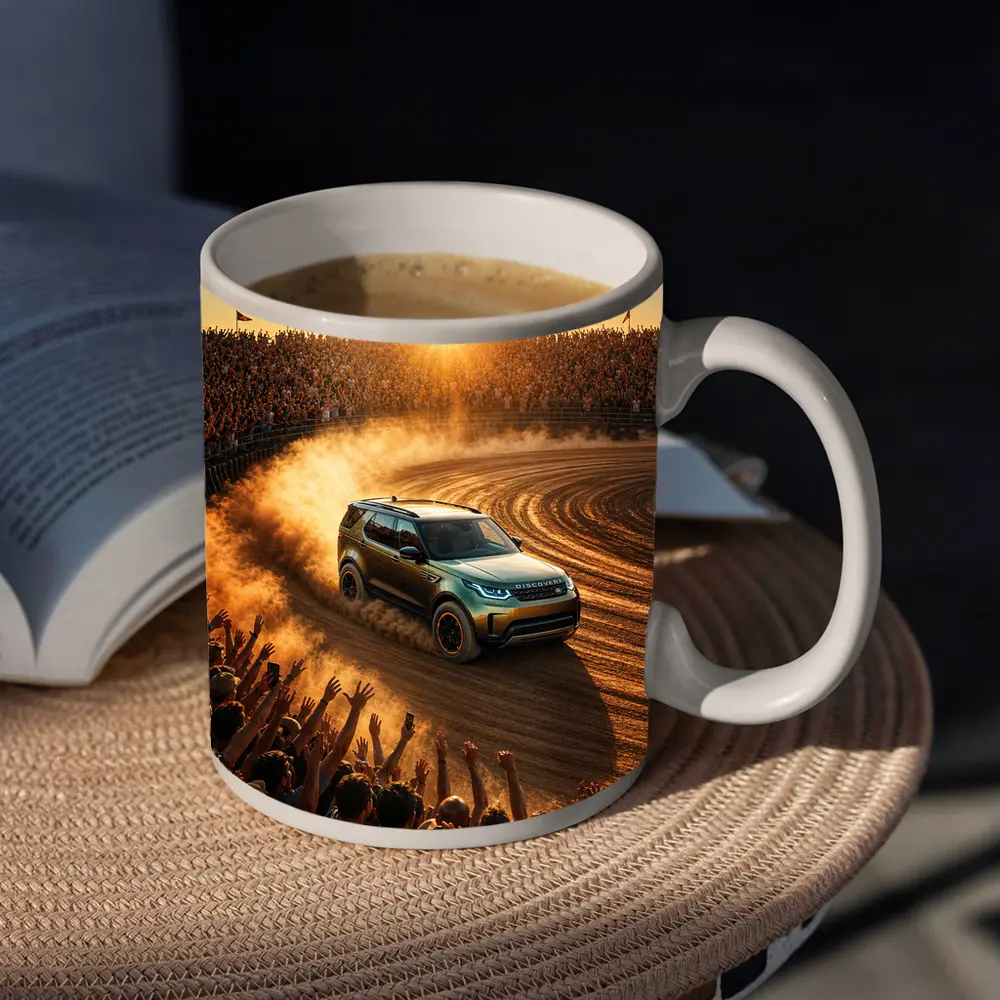 Land Rover Discovery Drifting Dirt Arena Crowd – Mugs