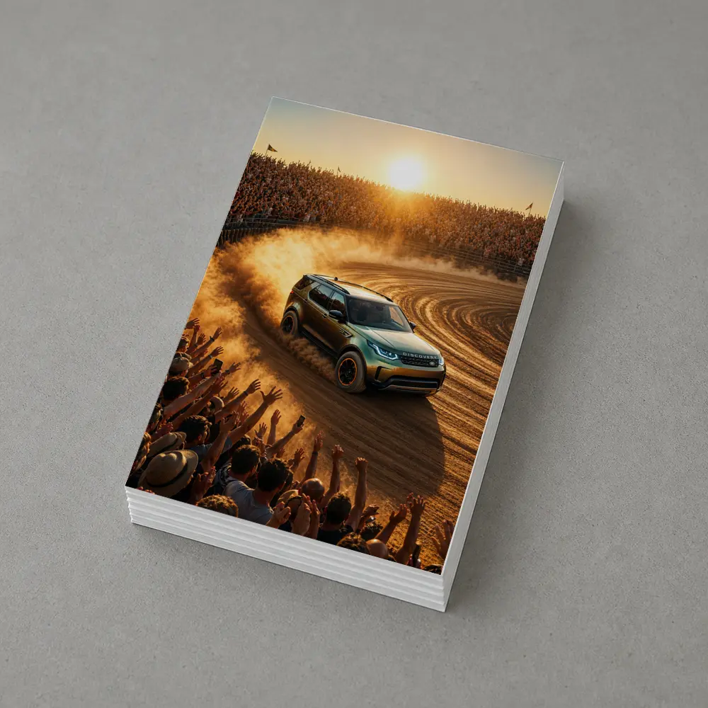 Land Rover Discovery Drifting Dirt Arena Crowd – Postcards