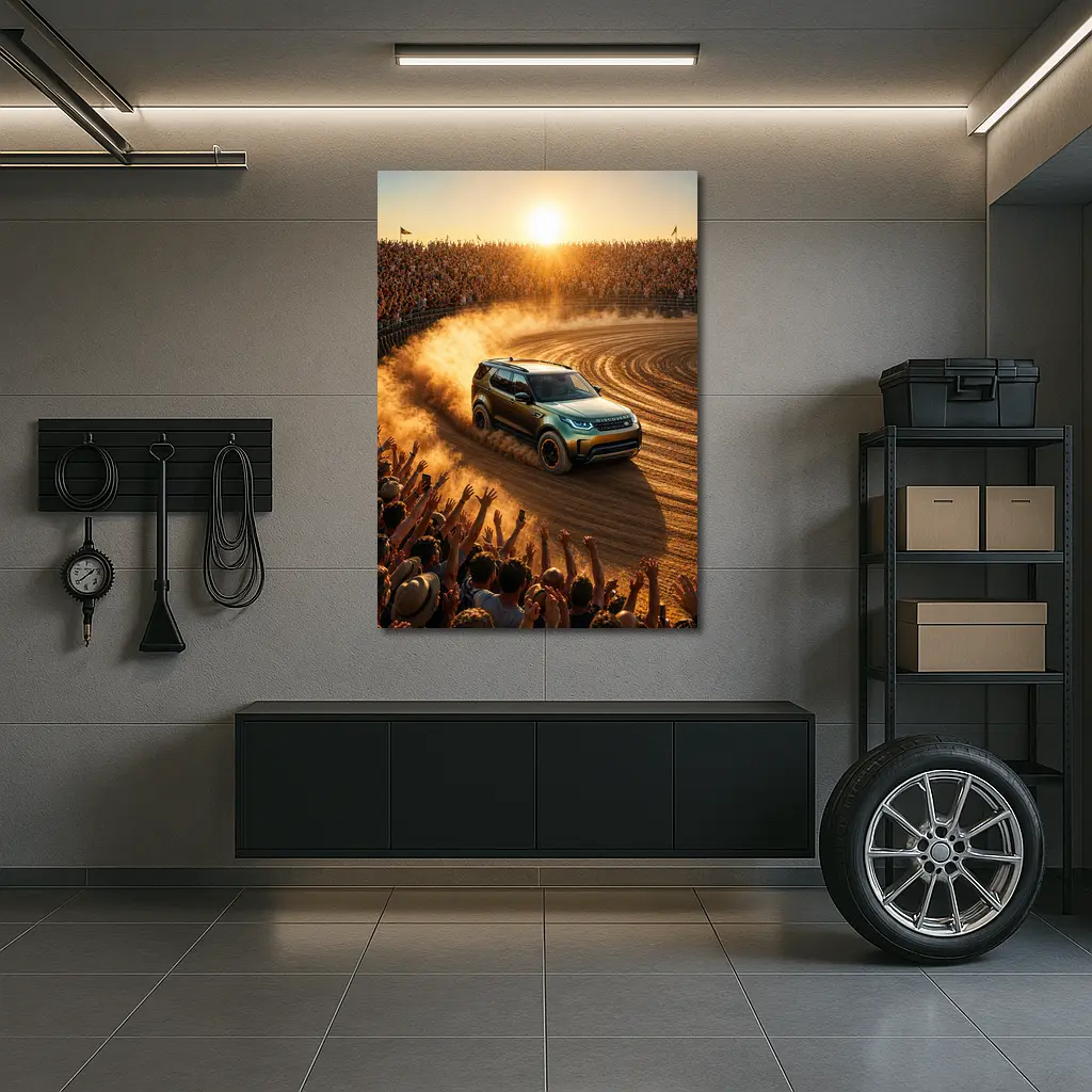 Land Rover Discovery Drifting Dirt Arena Crowd – Wall Art