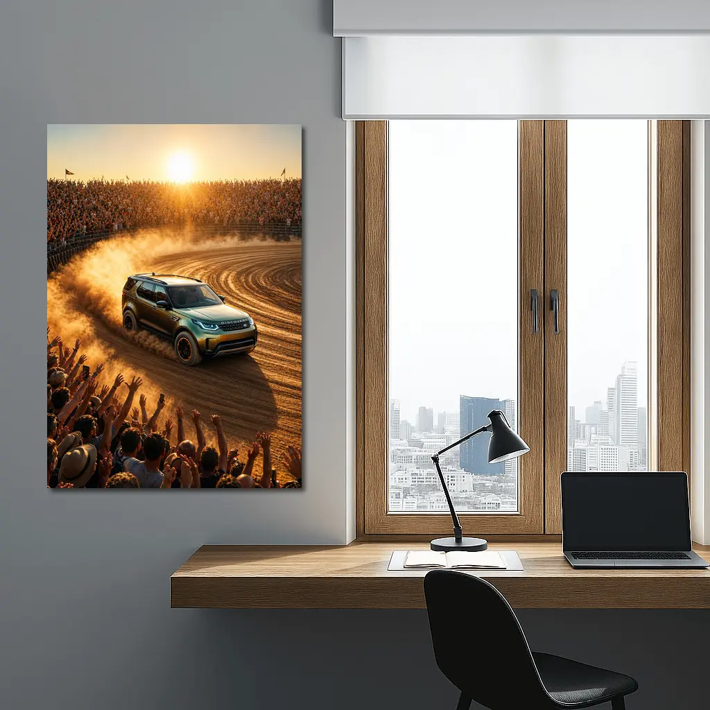 Land Rover Discovery Drifting Dirt Arena Crowd – Wall Art