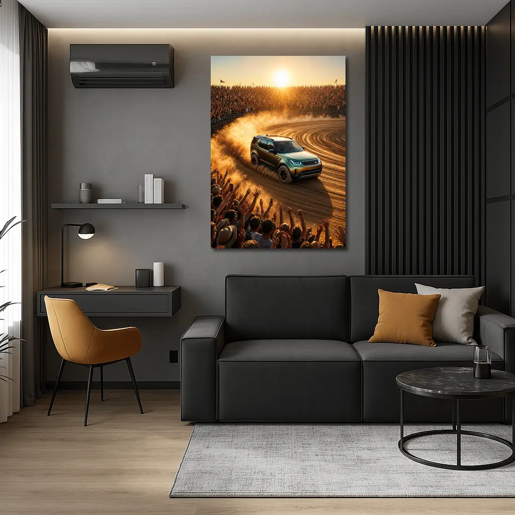 Land Rover Discovery Drifting Dirt Arena Crowd – Wall Art