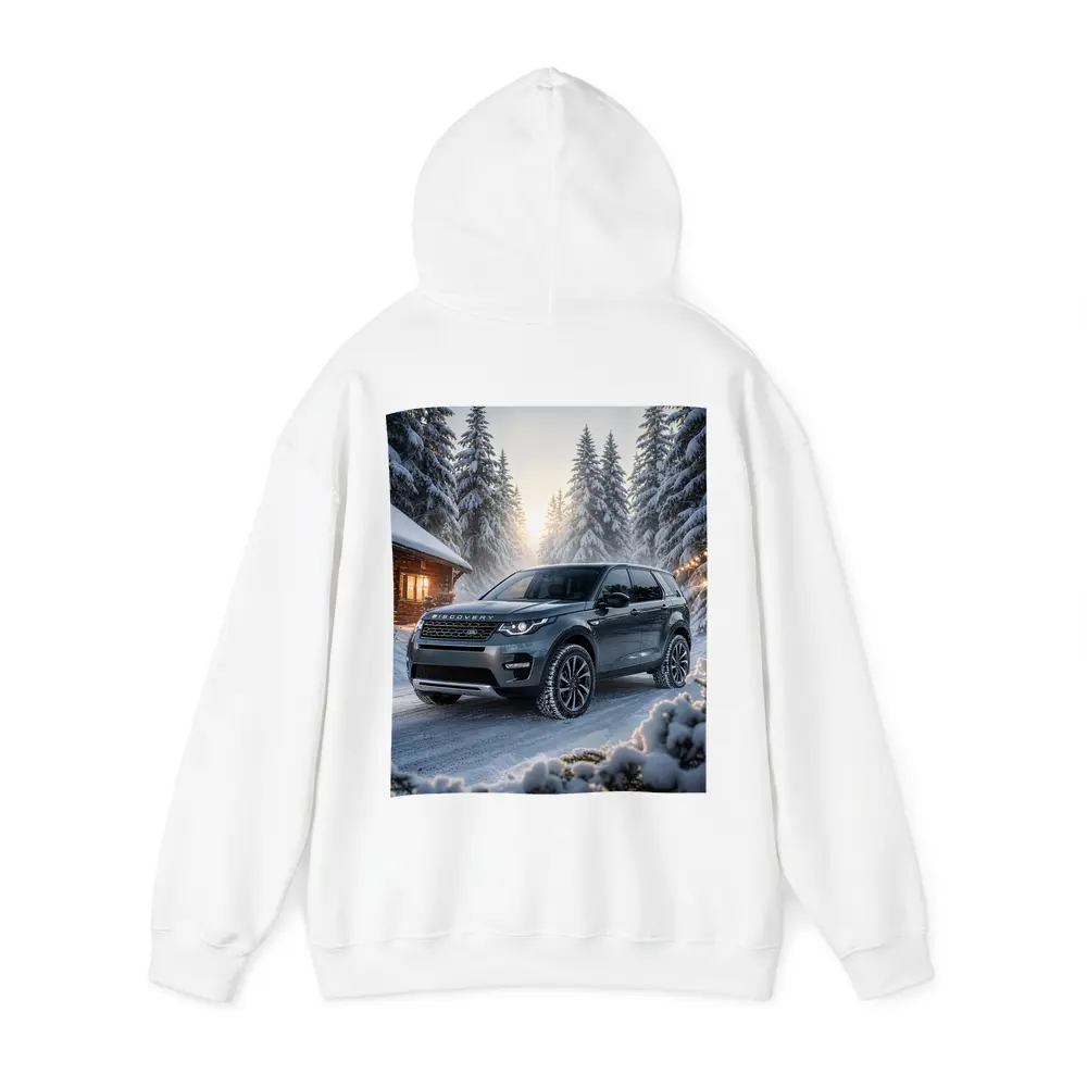Land Rover Discovery Sport Snowy Forest Scene – Hoodies