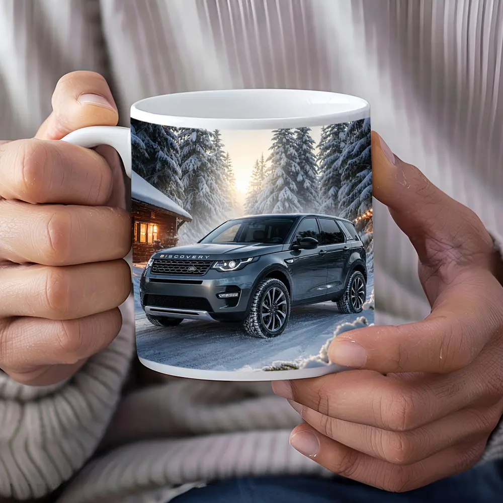 Land Rover Discovery Sport Snowy Forest Scene – Mugs