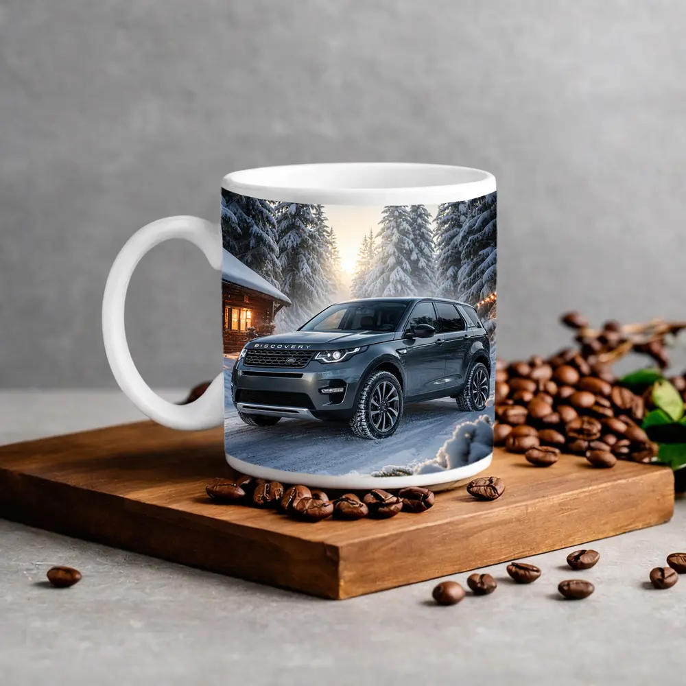 Land Rover Discovery Sport Snowy Forest Scene – Mugs