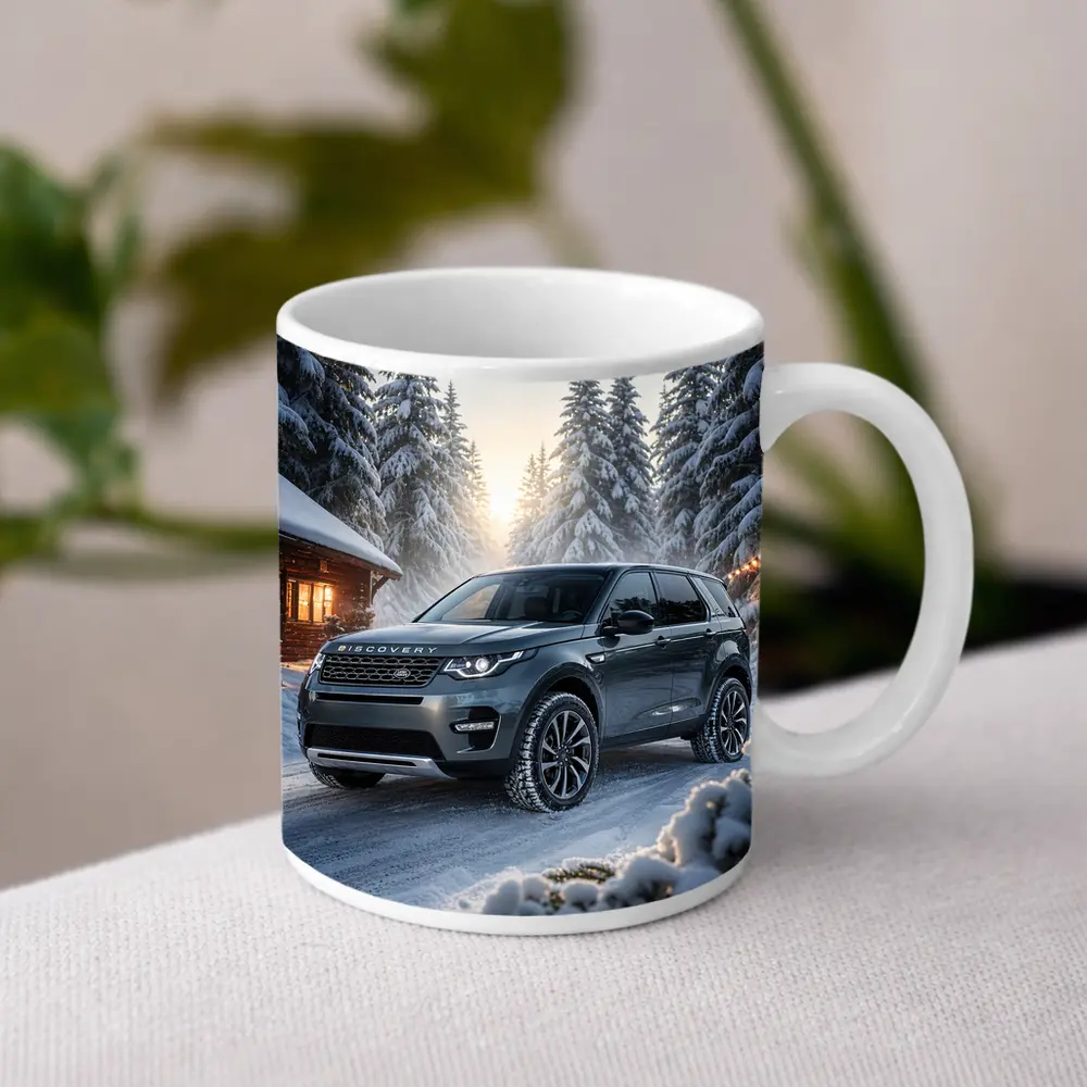 Land Rover Discovery Sport Snowy Forest Scene – Mugs