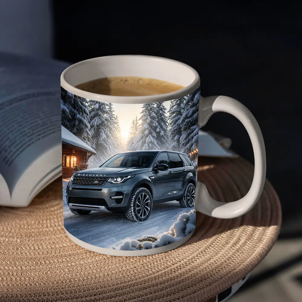 Land Rover Discovery Sport Snowy Forest Scene – Mugs
