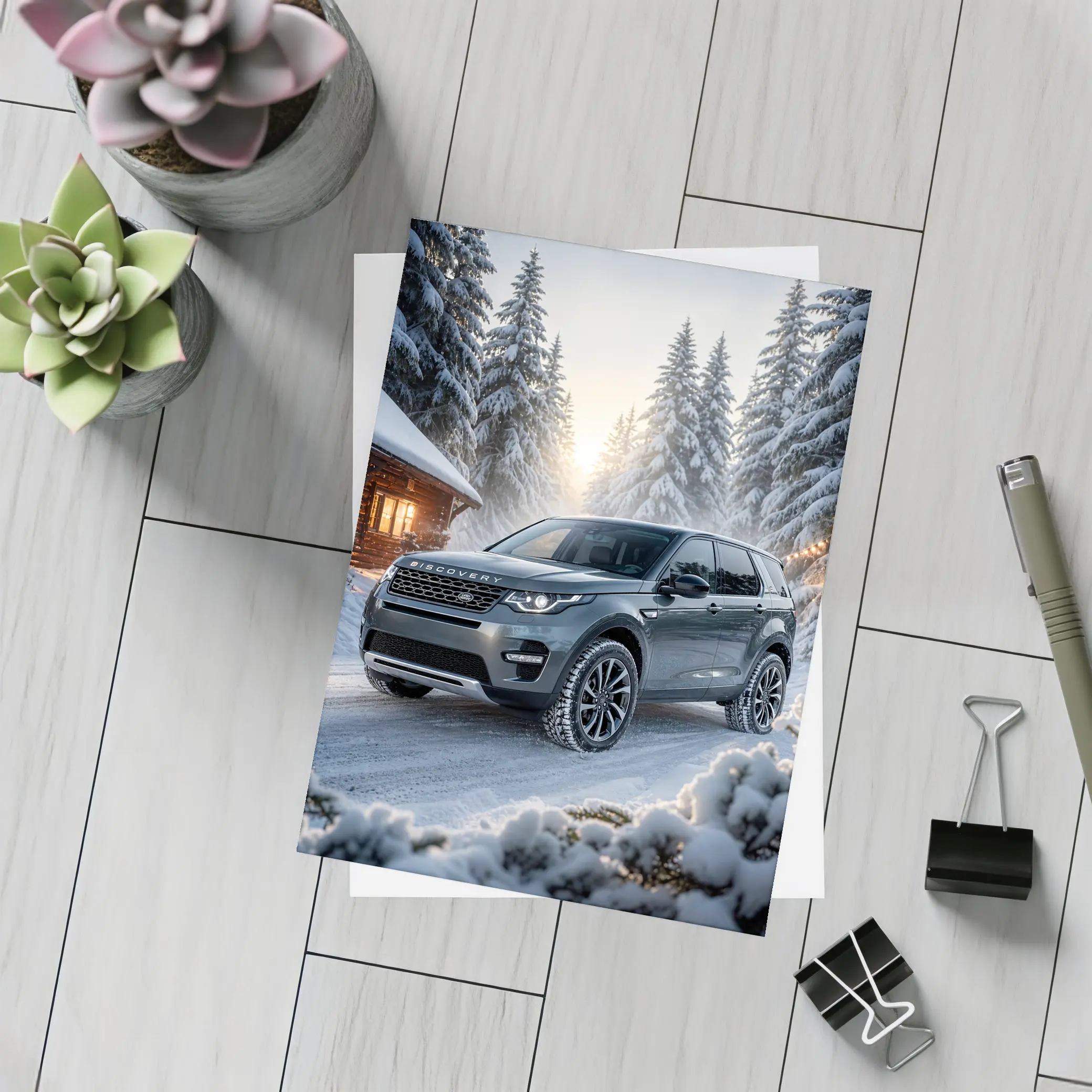 Land Rover Discovery Sport Snowy Forest Scene – Postcards