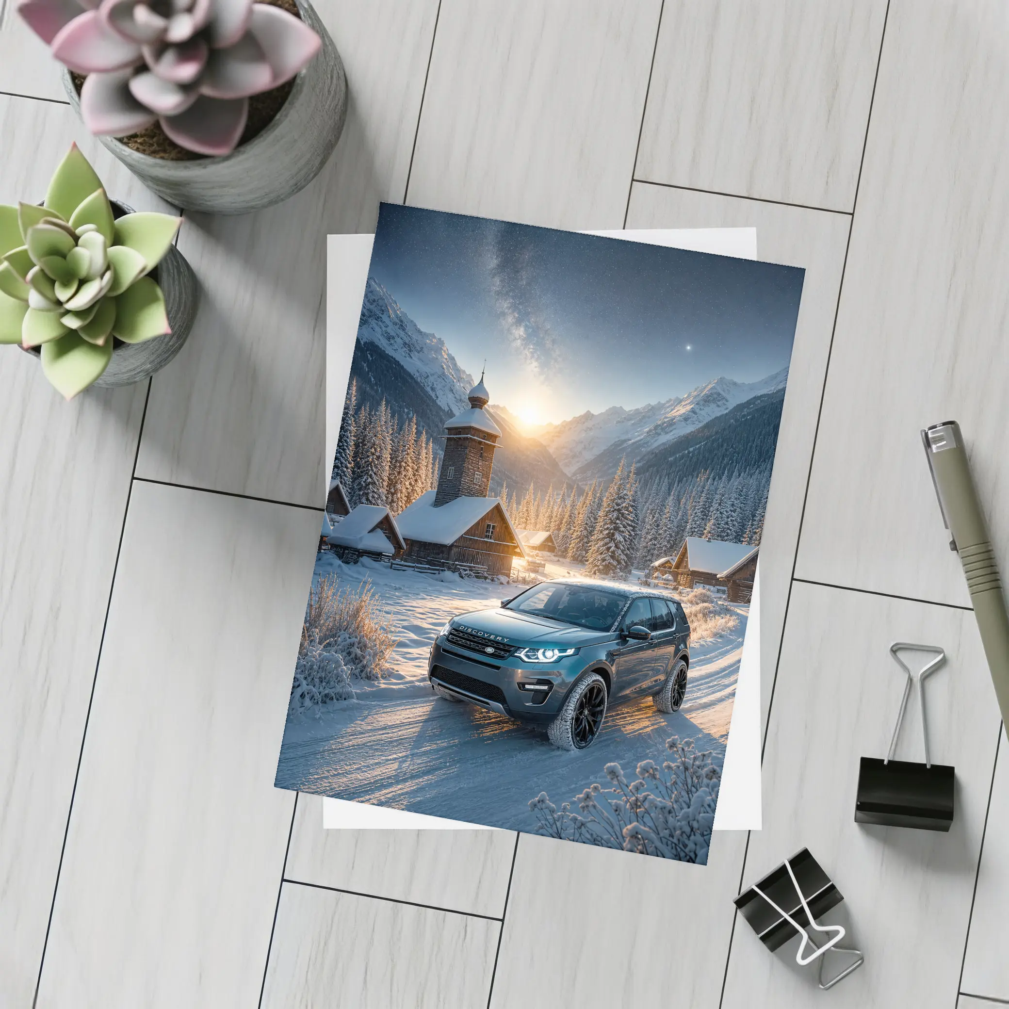 Land Rover Discovery Sport Snowy Mountain Village – Postcards