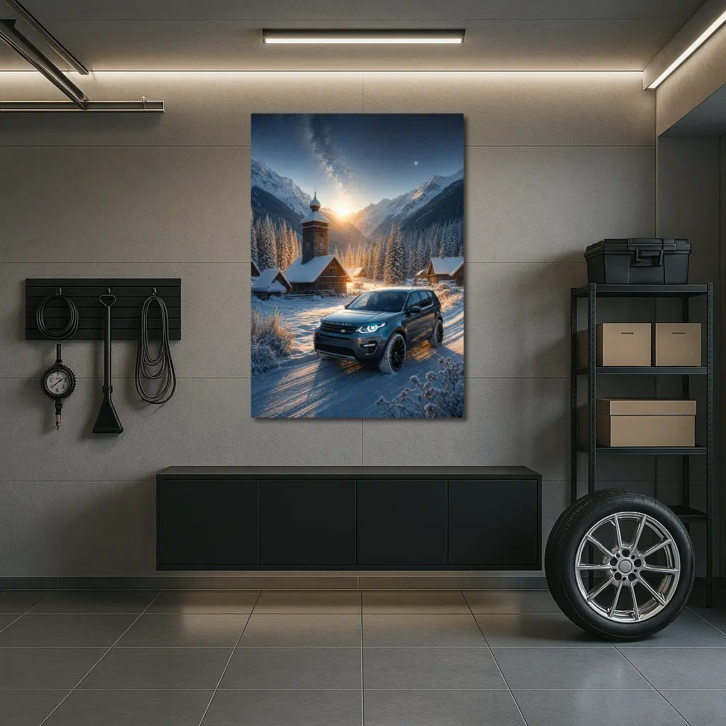 Land Rover Discovery Sport Snowy Mountain Village – Wall Art