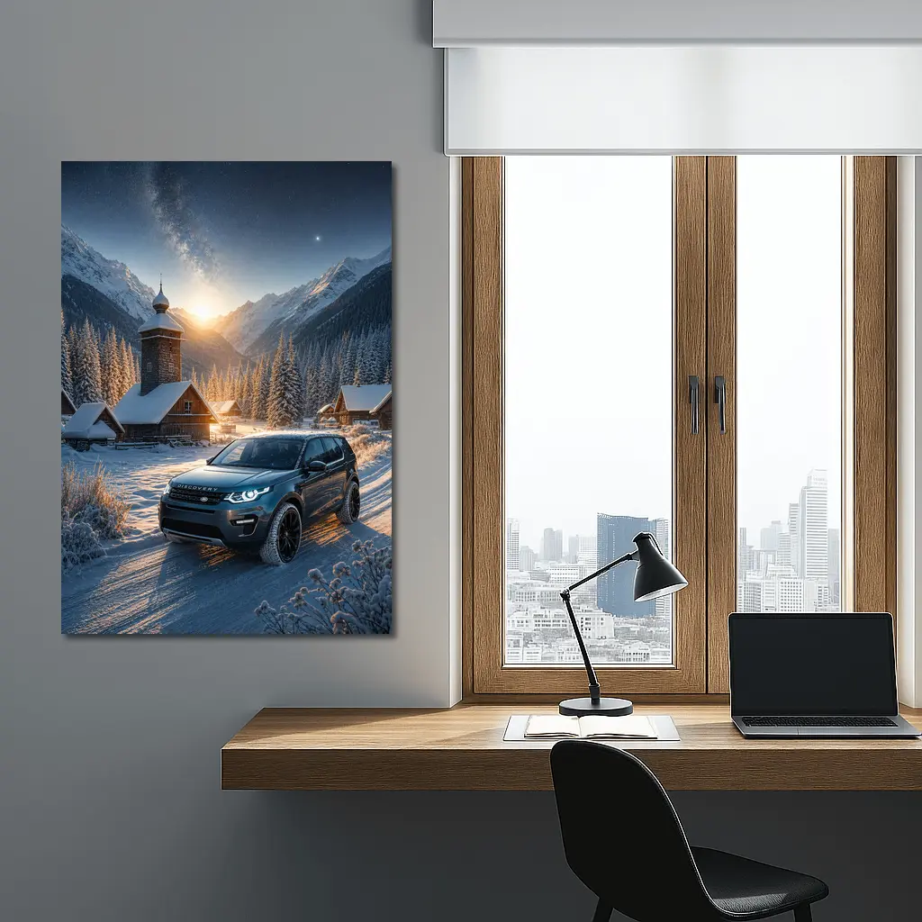 Land Rover Discovery Sport Snowy Mountain Village – Wall Art