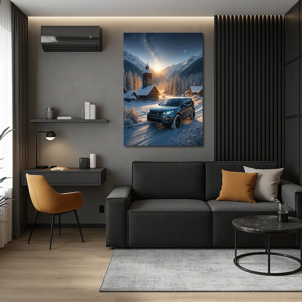 Land Rover Discovery Sport Snowy Mountain Village – Wall Art