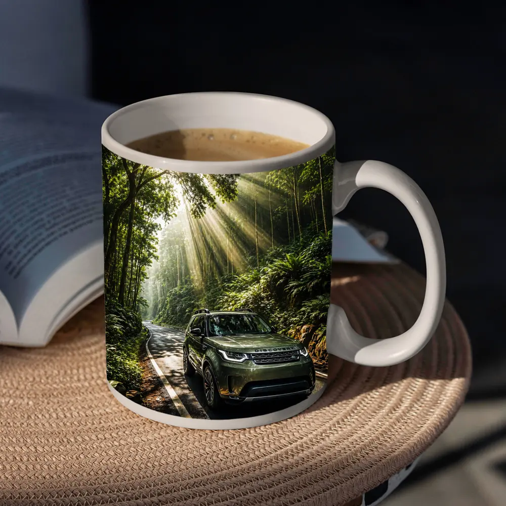 Land Rover Discovery Forest Road Sunlight – Mugs