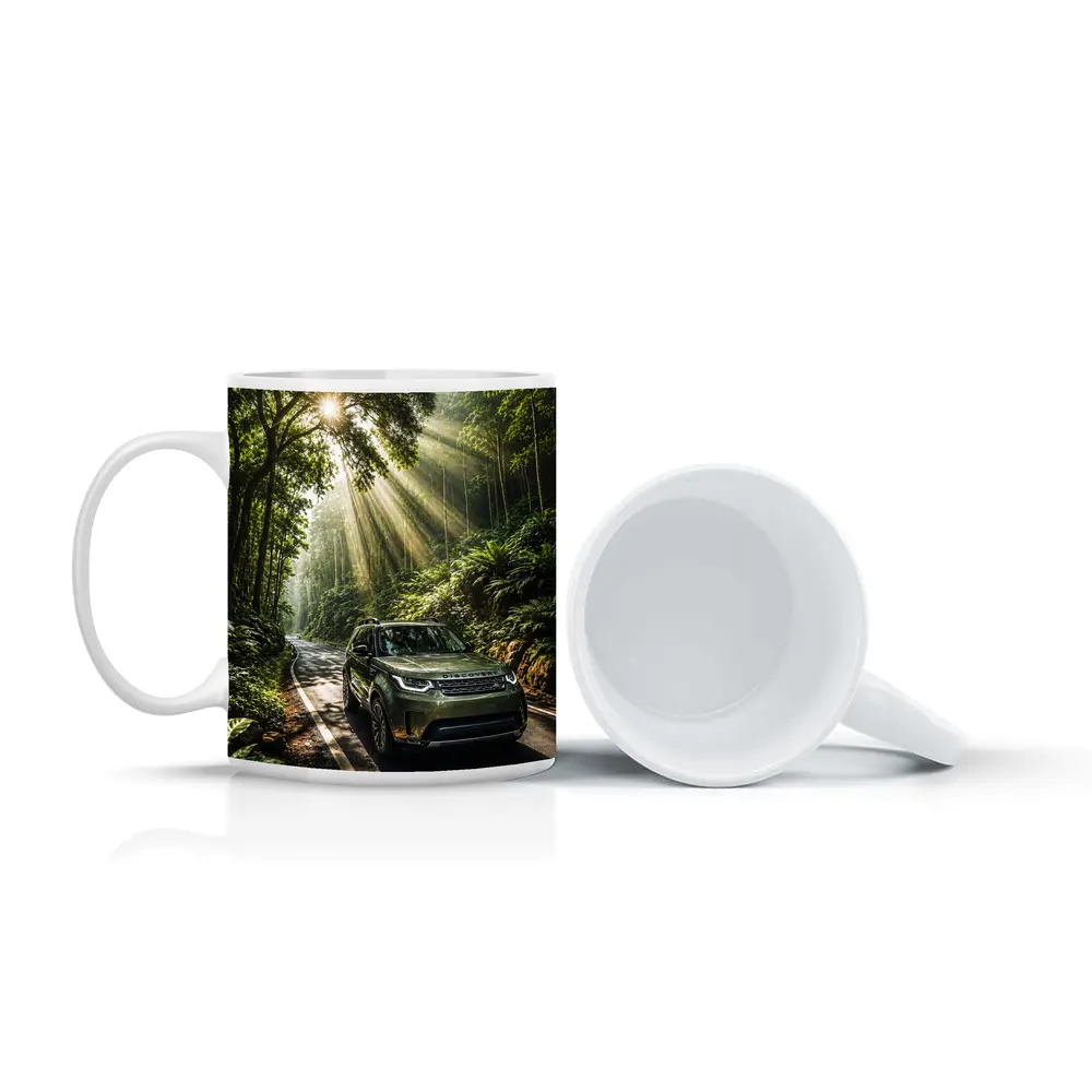 Land Rover Discovery Forest Road Sunlight – Mugs