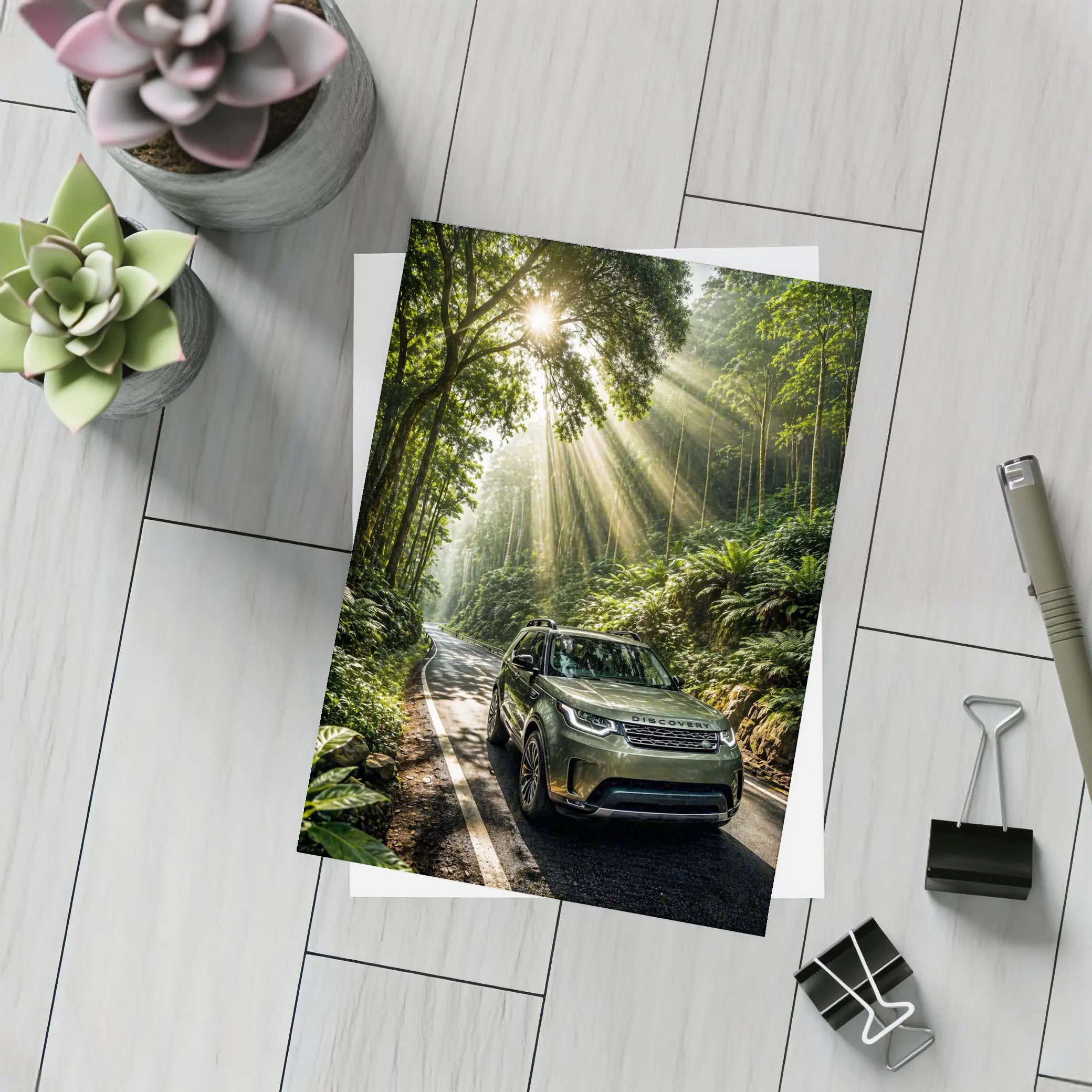 Land Rover Discovery Forest Road Sunlight – Postcards