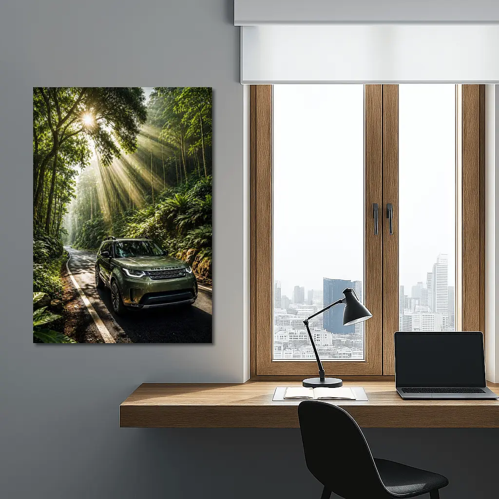 Land Rover Discovery Forest Road Sunlight – Wall Art