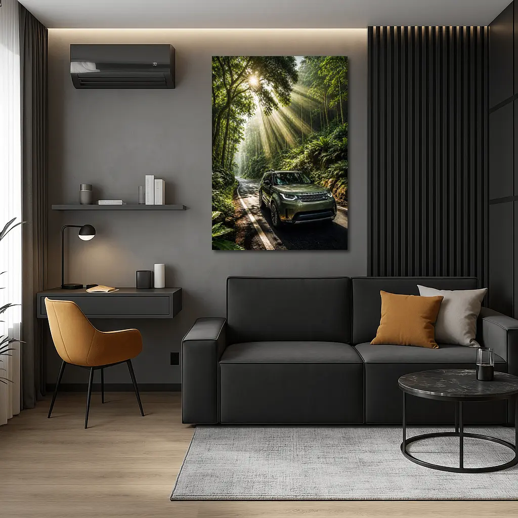 Land Rover Discovery Forest Road Sunlight – Wall Art