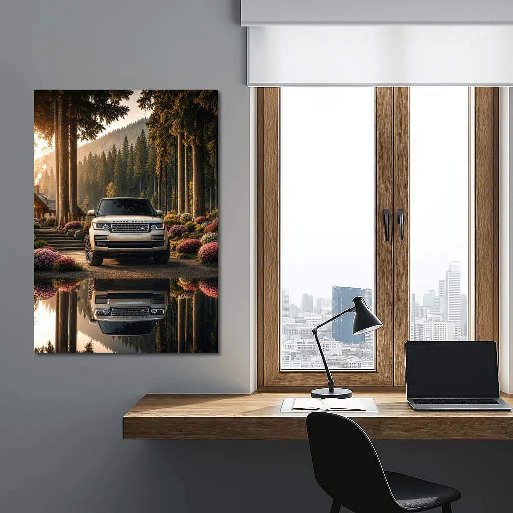 Range Rover Forest Reflection Golden Light – Wall Art