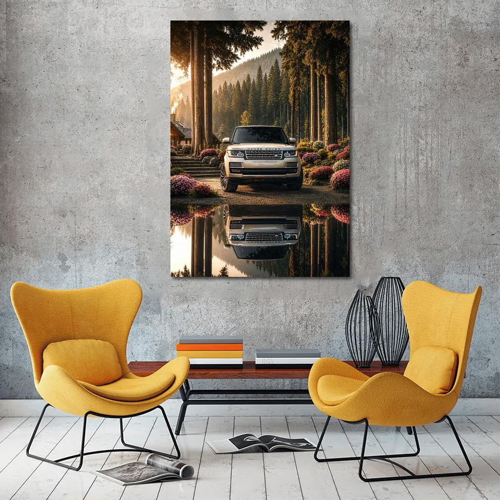Range Rover Forest Reflection Golden Light – Wall Art