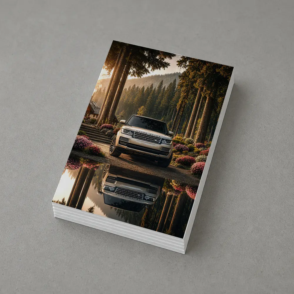 Range Rover Forest Reflection Golden Light – Postcards
