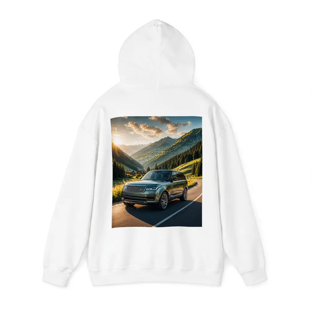 Range Rover Driving Mountain Valley Sunset Road – Hoodies