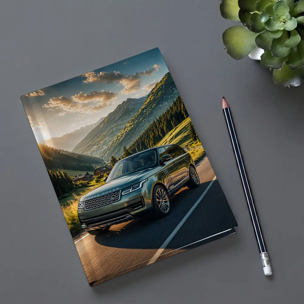 Range Rover Driving Mountain Valley Sunset Road – Notebooks