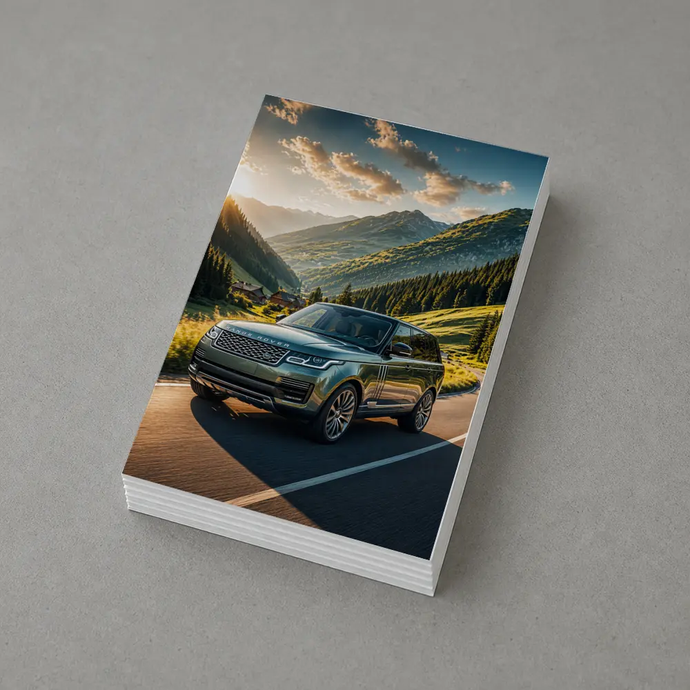 Range Rover Driving Mountain Valley Sunset Road – Postcards