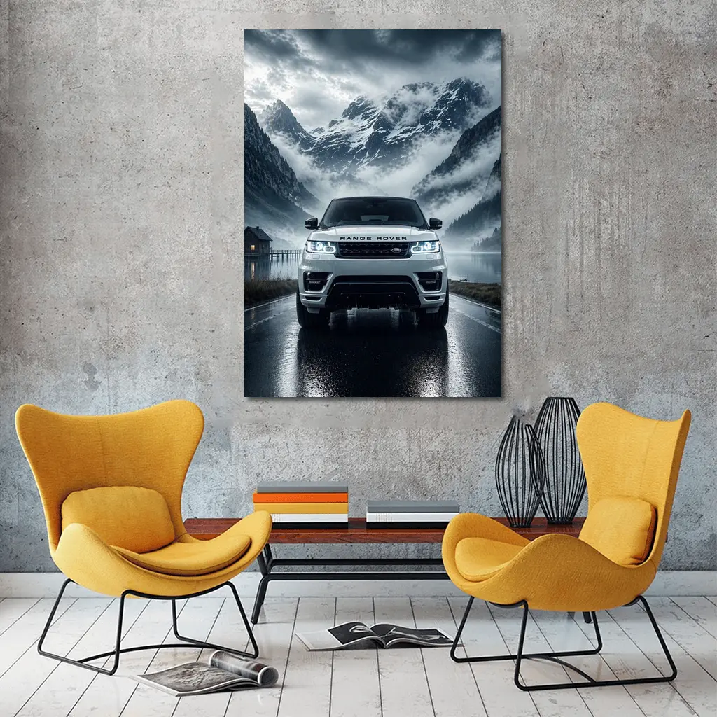 Range Rover Sport White Mountain Lake Fog – Wall Art