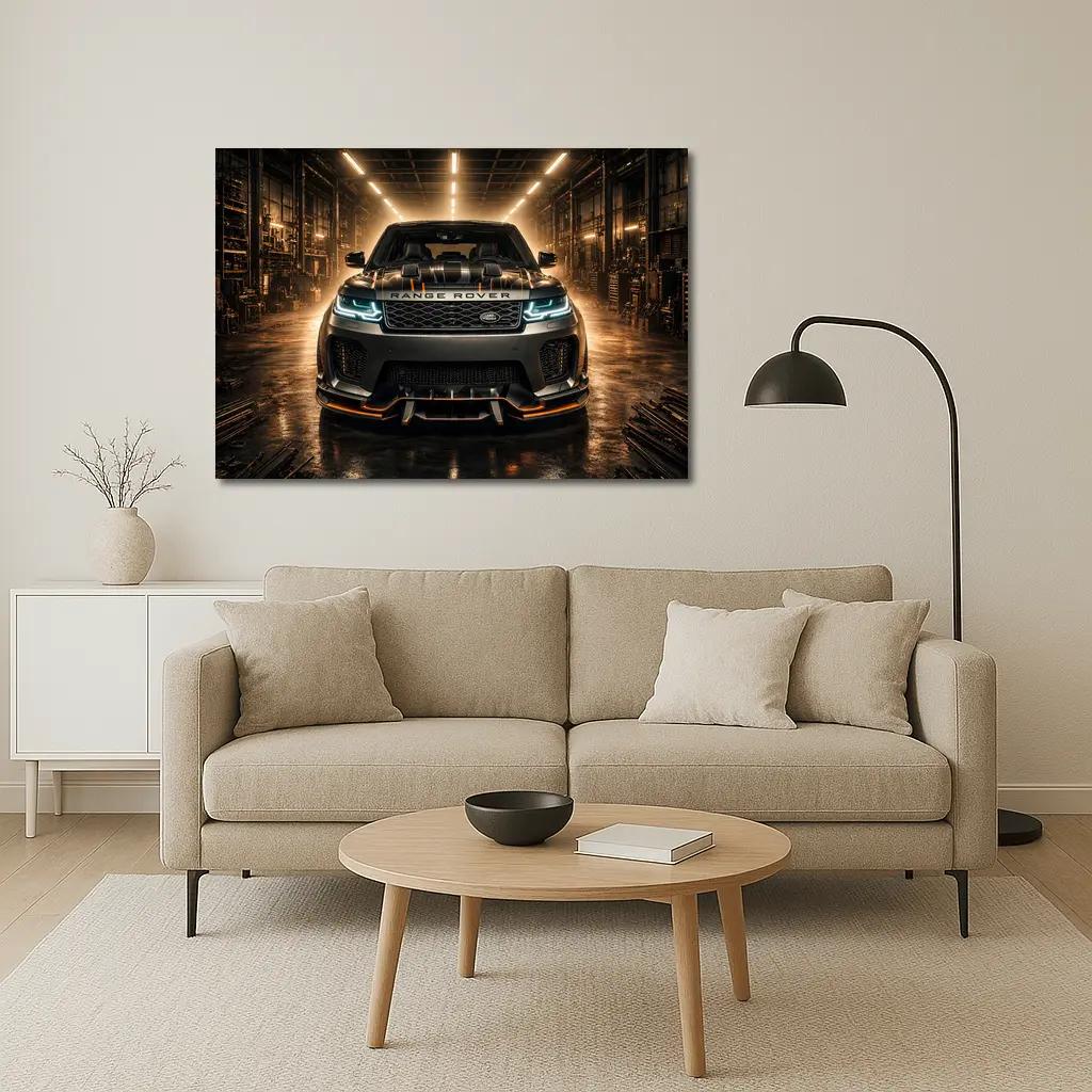 Range Rover Sport Dark Industrial Garage Scene – Wall Art