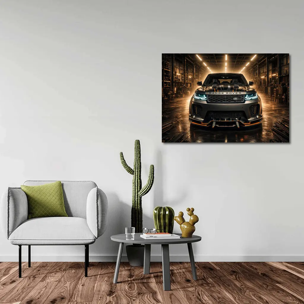 Range Rover Sport Dark Industrial Garage Scene – Wall Art
