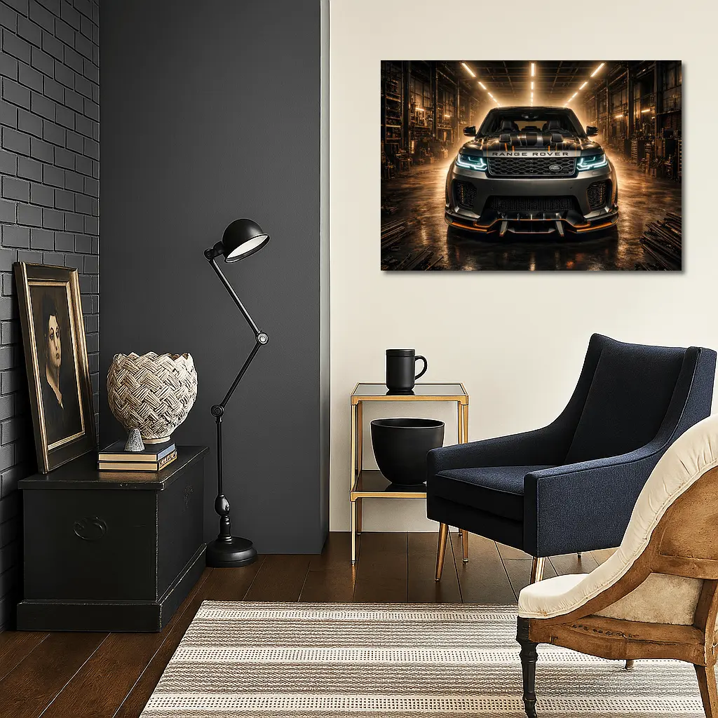 Range Rover Sport Dark Industrial Garage Scene – Wall Art