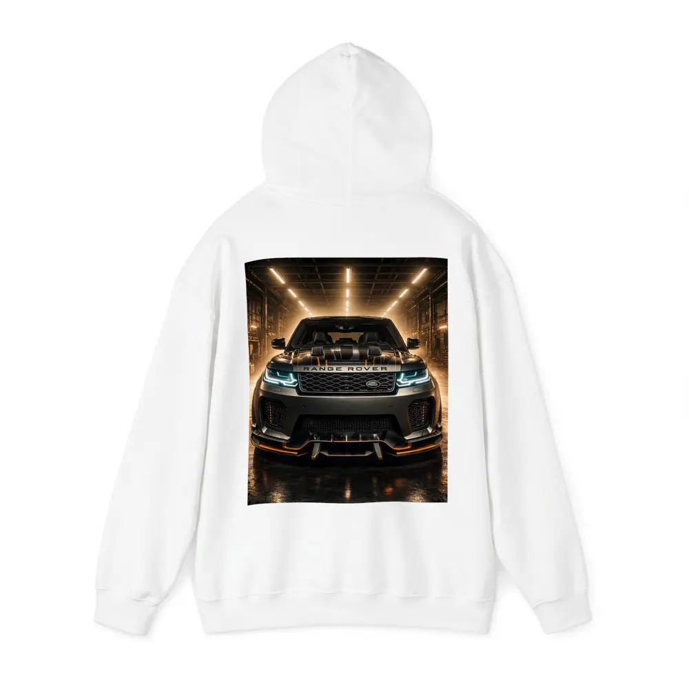 Range Rover Sport Dark Industrial Garage Scene – Hoodies