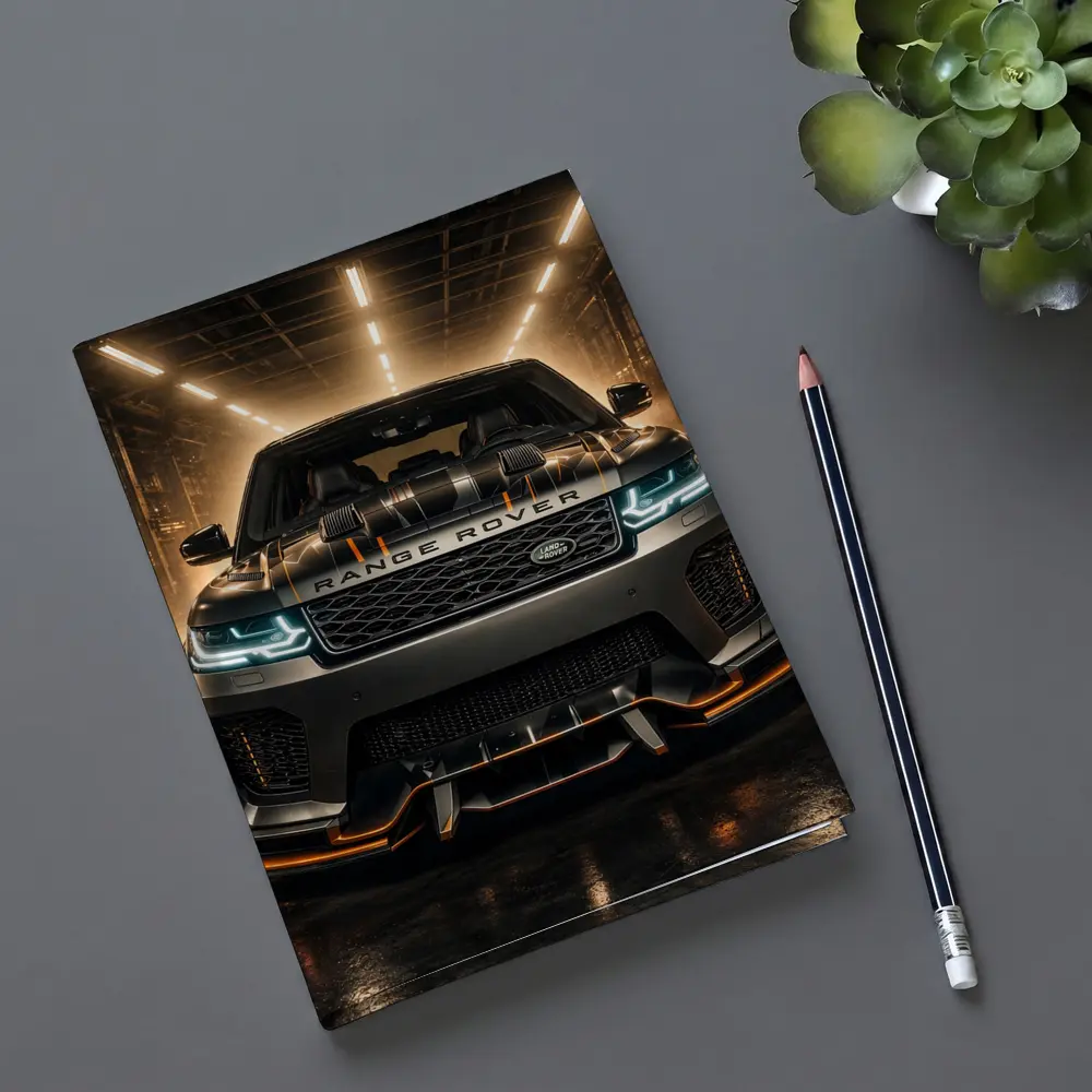 Range Rover Sport Dark Industrial Garage Scene – Notebooks