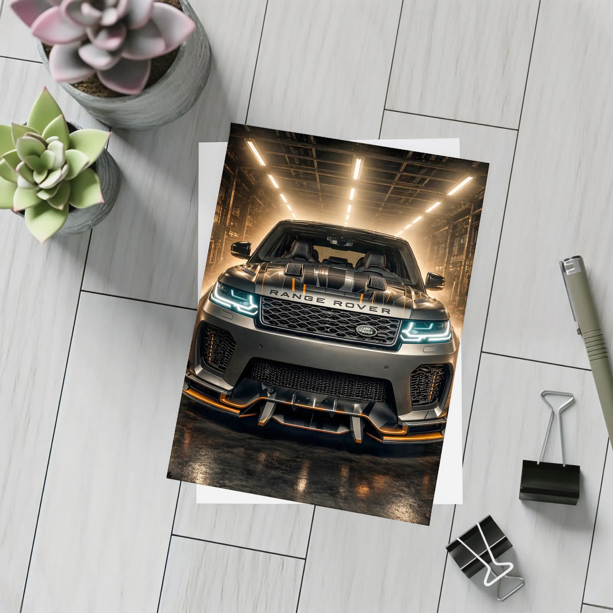 Range Rover Sport Dark Industrial Garage Scene – Postcards
