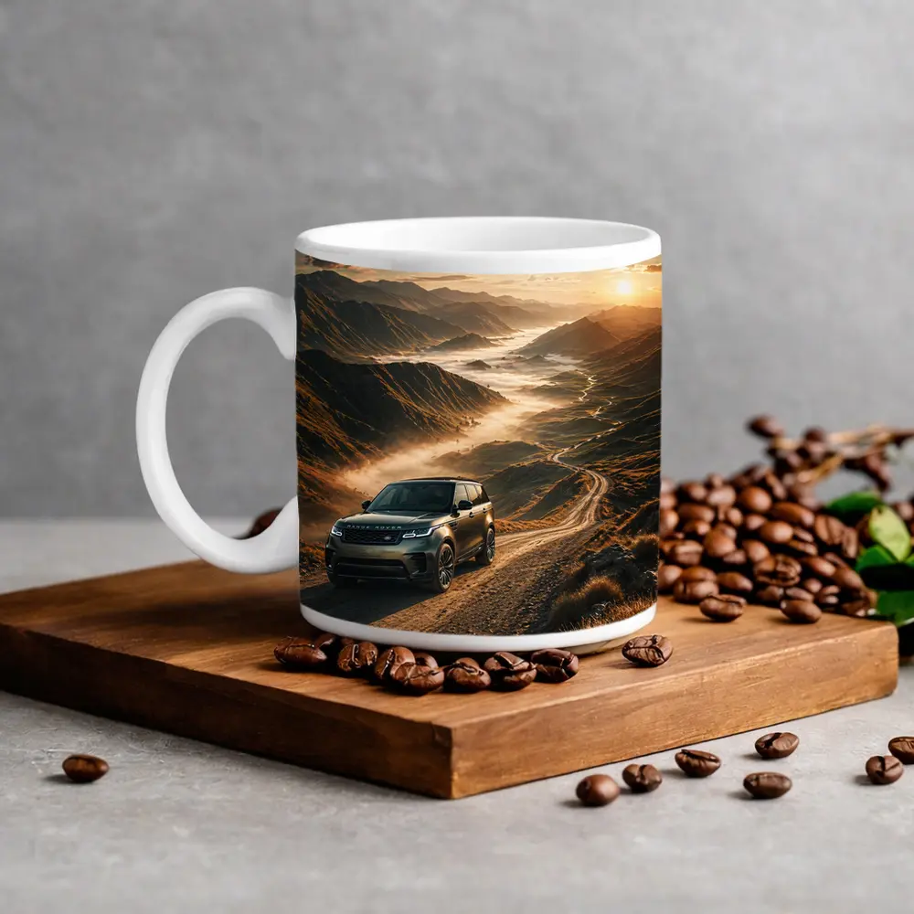 Range Rover Velar On Mountain Dirt Road – Mugs