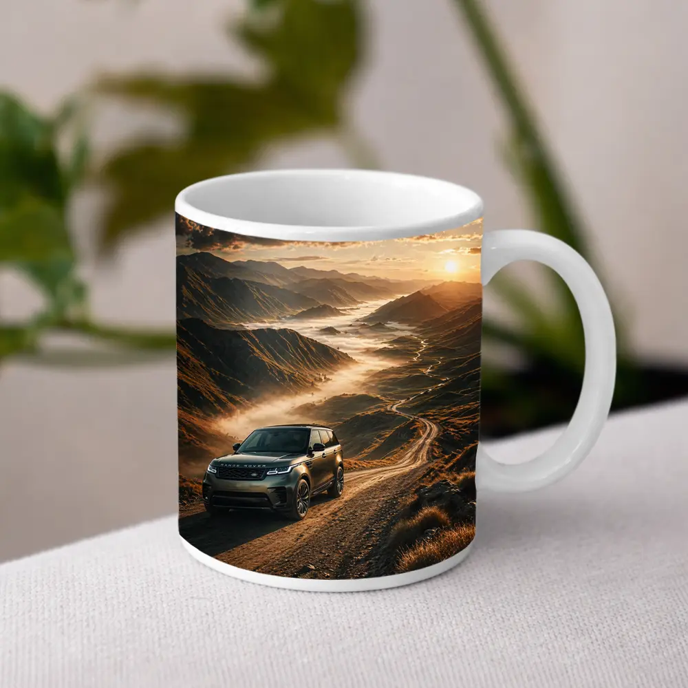 Range Rover Velar On Mountain Dirt Road – Mugs