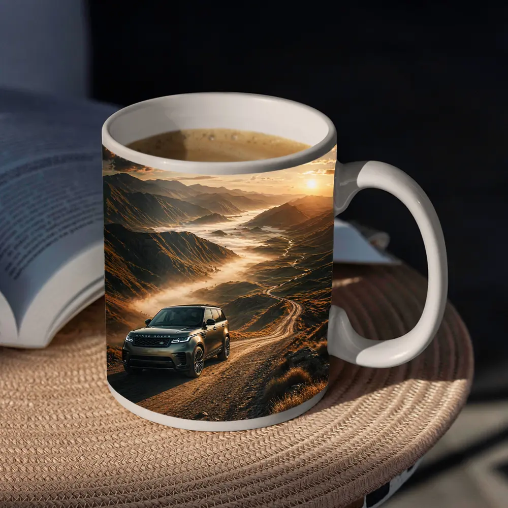 Range Rover Velar On Mountain Dirt Road – Mugs