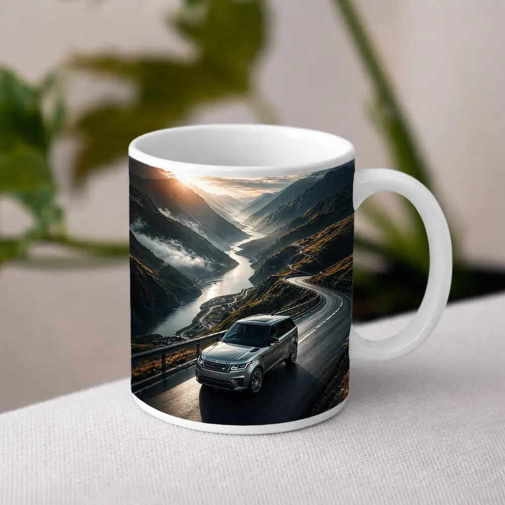 Range Rover Sport On Mountain Valley Road – Mugs