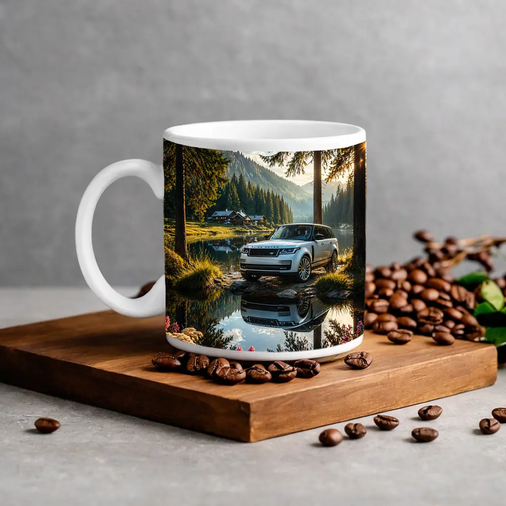 Range Rover By Mountain Lake Forest – Mugs