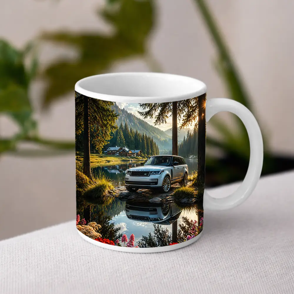 Range Rover By Mountain Lake Forest – Mugs